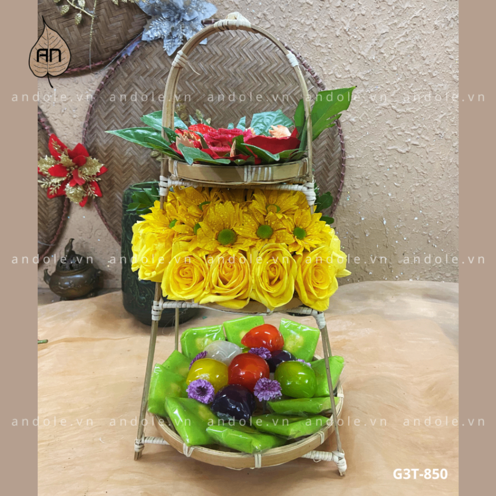 Giỏ 3 Tầng Hoa Quả Mẫu 8