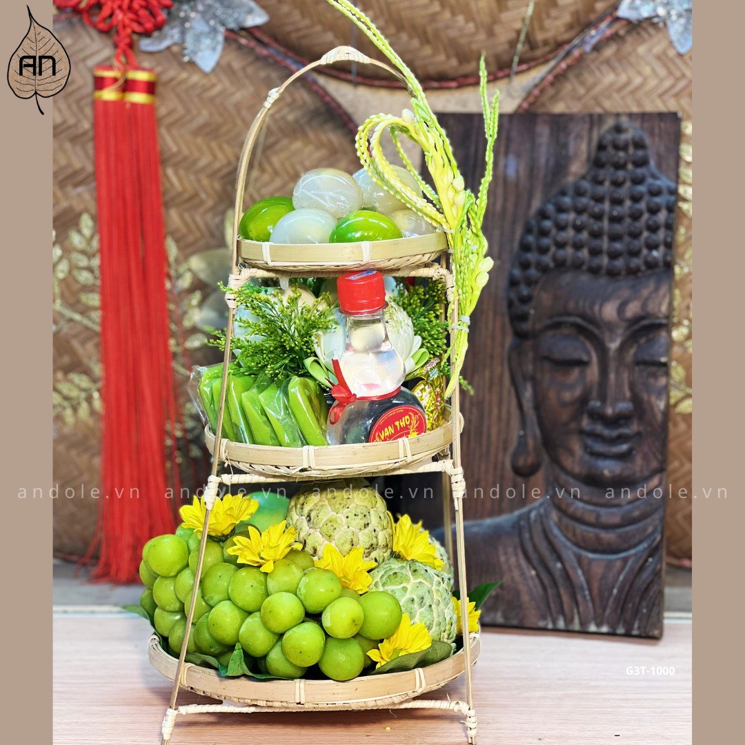 Giỏ 3 Tầng Hoa Quả Mẫu 6