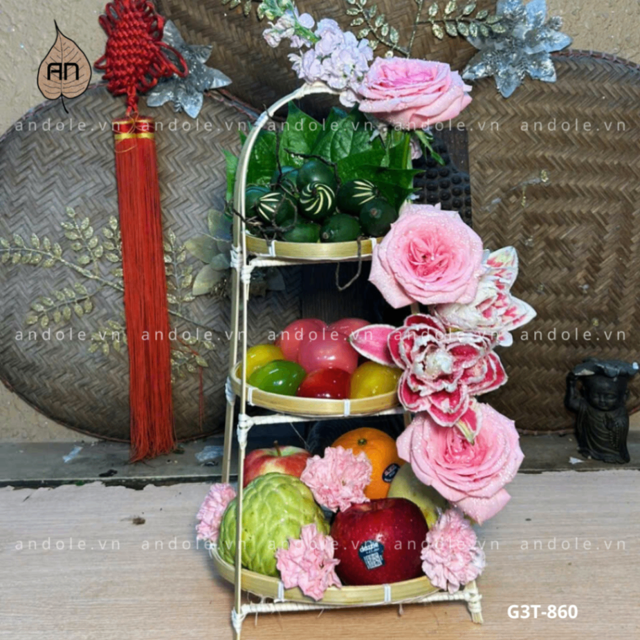 Giỏ 3 Tầng Hoa Quả Mẫu 7