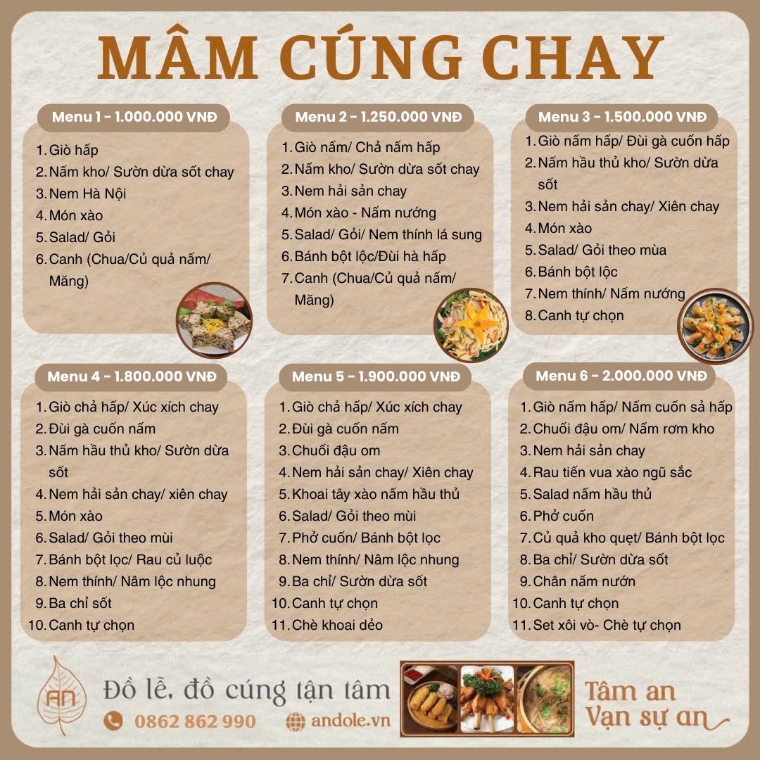 Mâm cỗ cúng chay rằm tháng 7