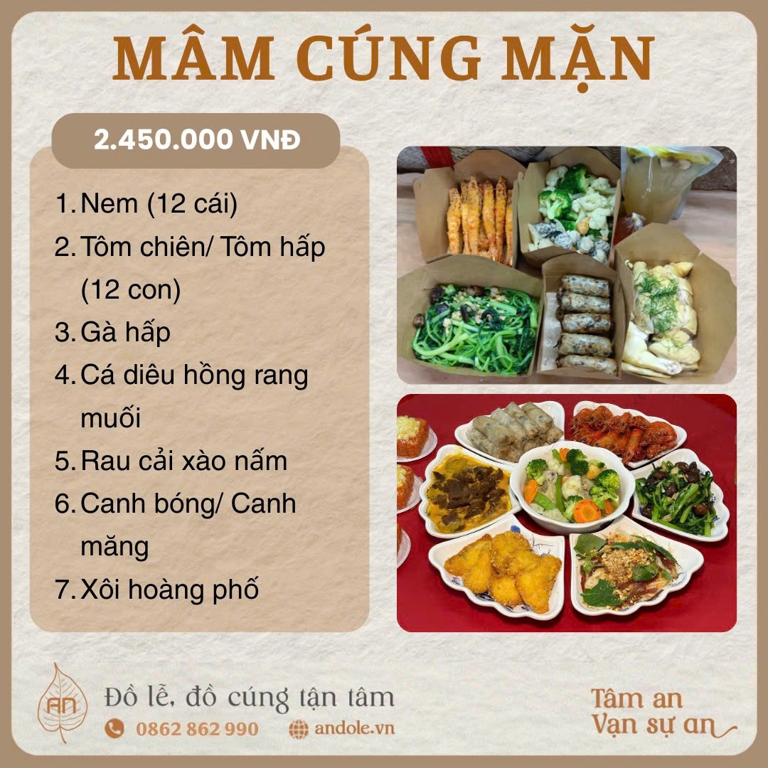 Mâm cỗ cúng mặn rằm tháng 7