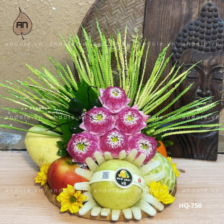 Mẹt Hoa Quả Size 30cm - Mẫu 17 | Mâm Lễ Cúng Đẹp, Trang Trọng