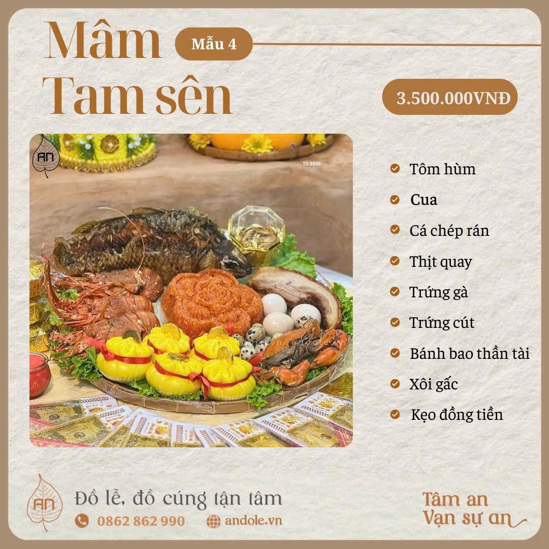 Mâm tam sên cúng ngày Vía Thần Tài - Mẫu 4