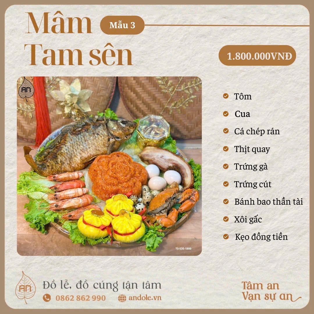 Mâm tam sên cúng ngày Vía Thần Tài - Mẫu 3