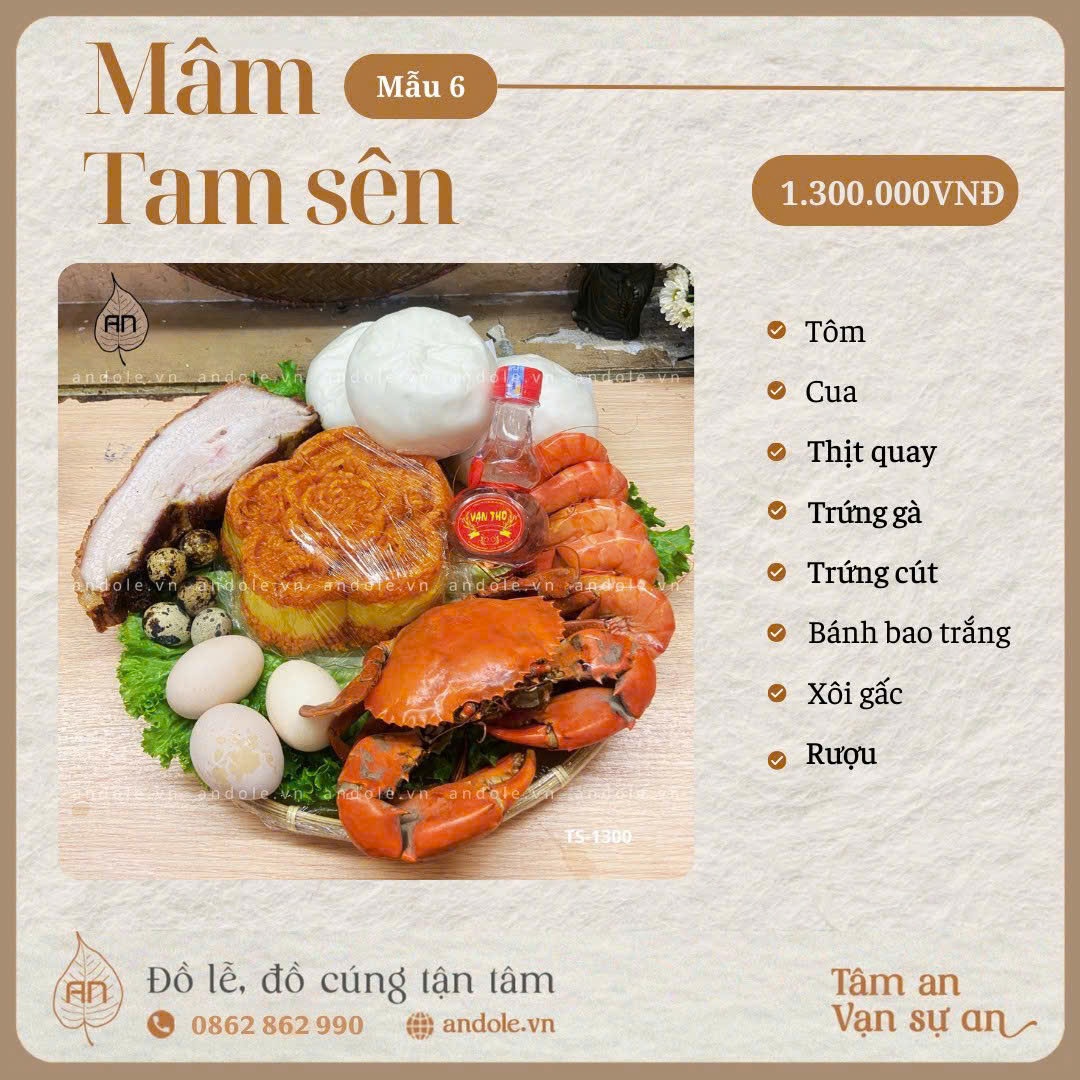 Mâm tam sên cúng ngày Vía Thần Tài - Mẫu 6