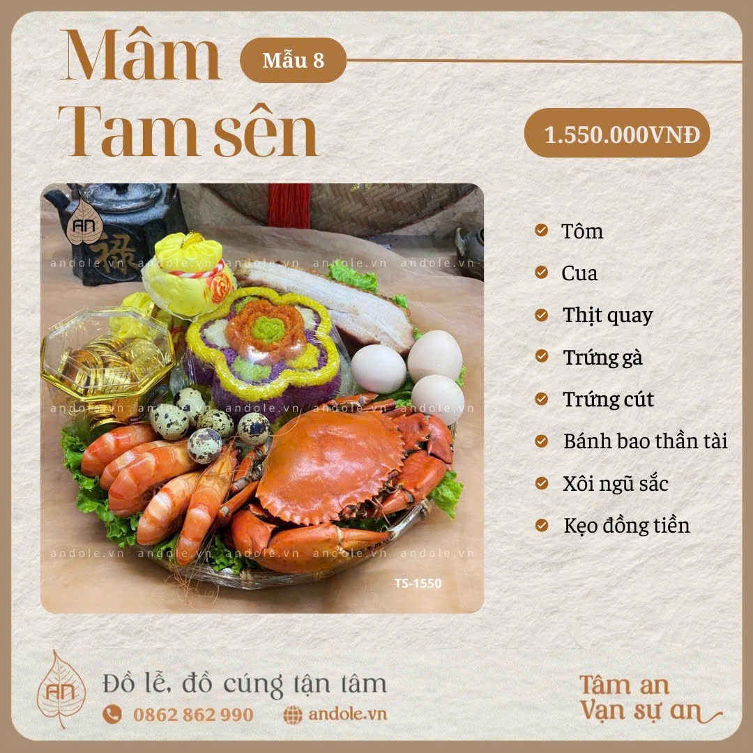 Mâm tam sên cúng ngày Vía Thần Tài - Mẫu 8