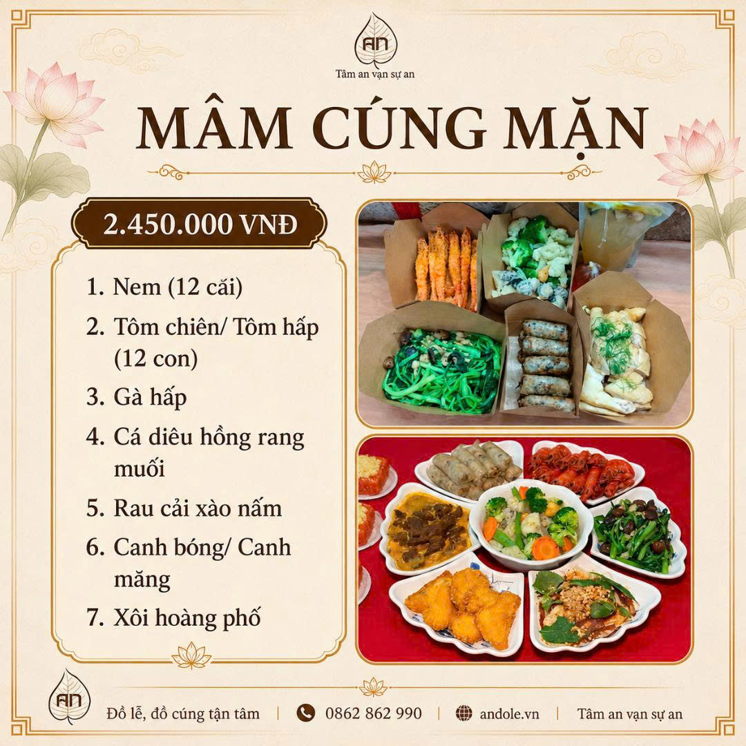 Mâm cỗ cúng rằm tháng 7 năm 2026 - Mâm mặn