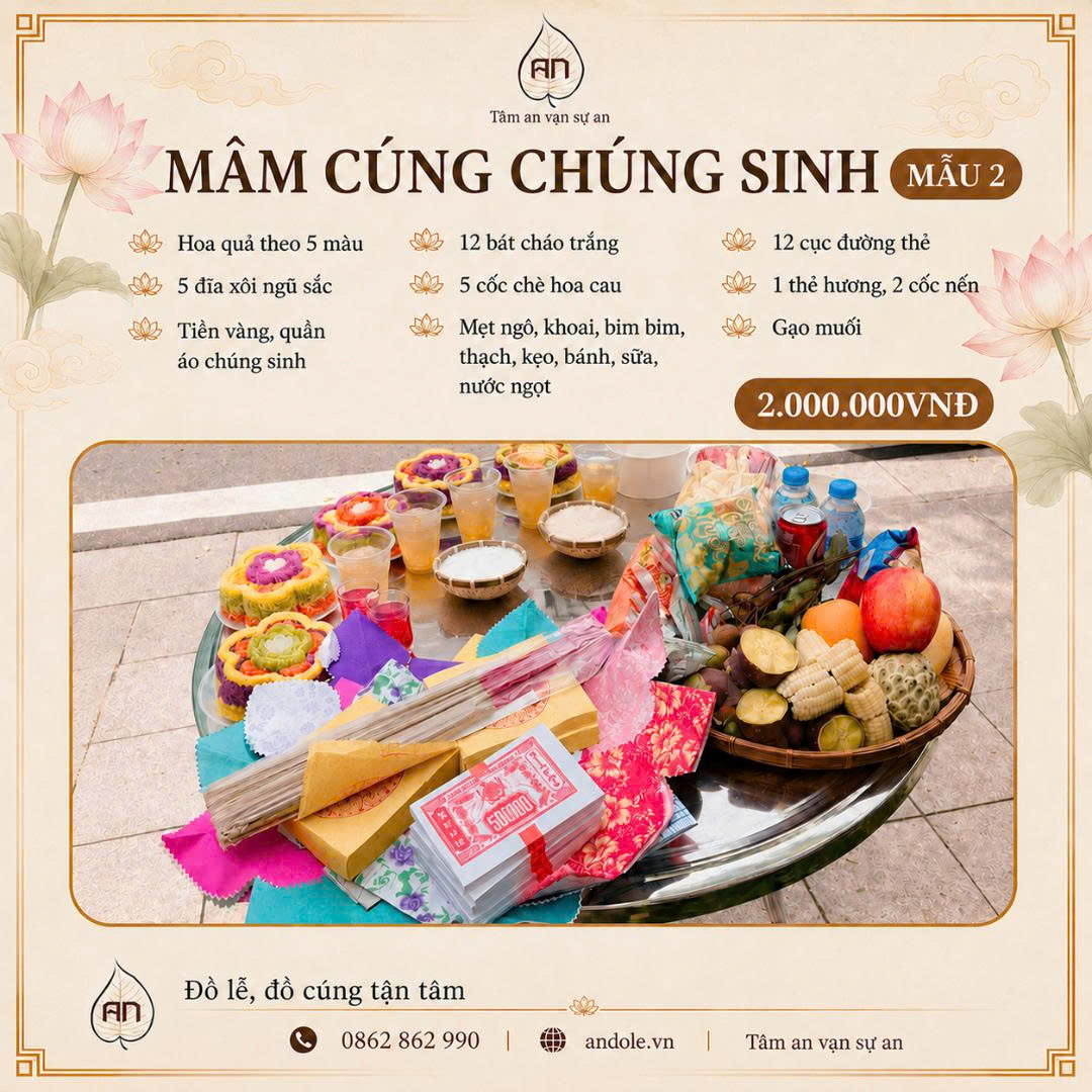 Mâm cúng chúng sinh rằm tháng 7 năm 2026 - Mẫu 2