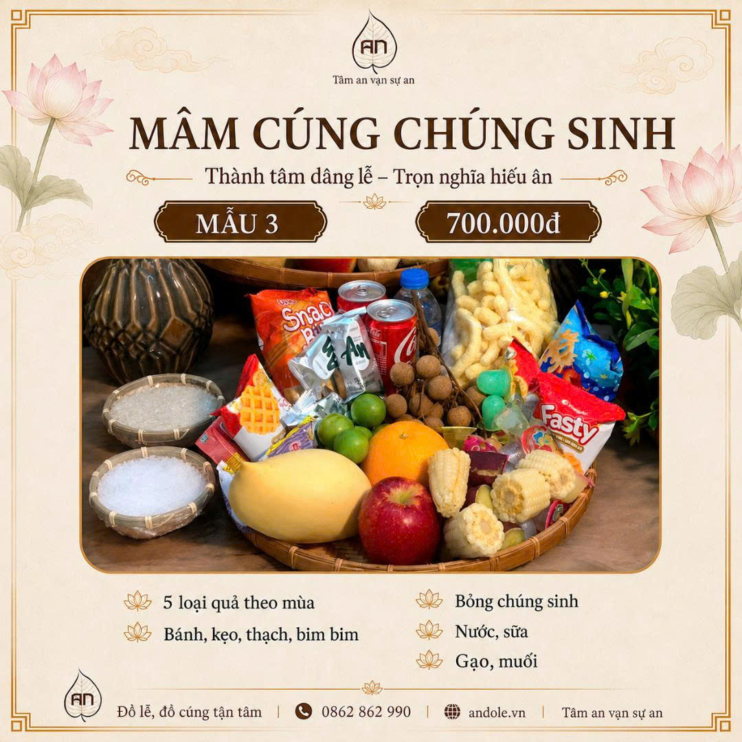 Mâm cúng chúng sinh rằm tháng 7 năm 2026 - Mẫu 3