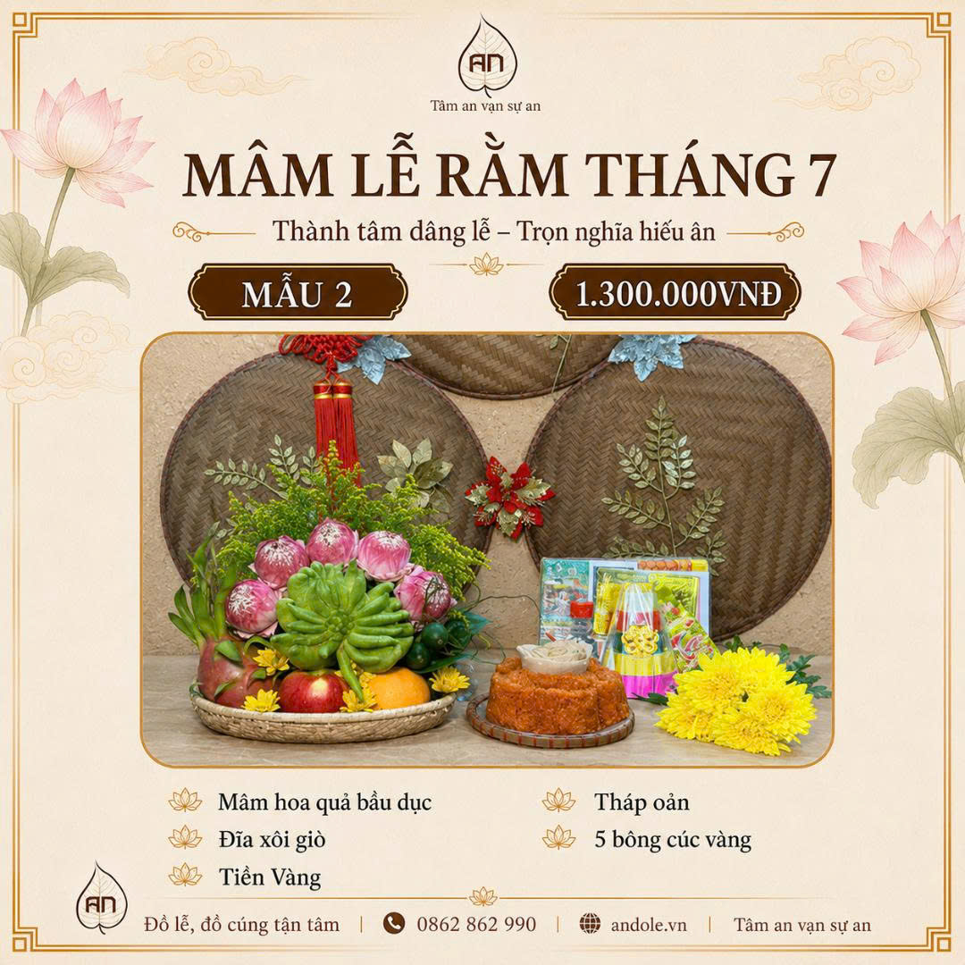 Mâm cúng rằm tháng 7 năm 2026 - Mẫu 2