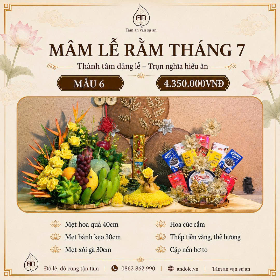 Mâm cúng rằm tháng 7 năm 2026 - Mẫu 6