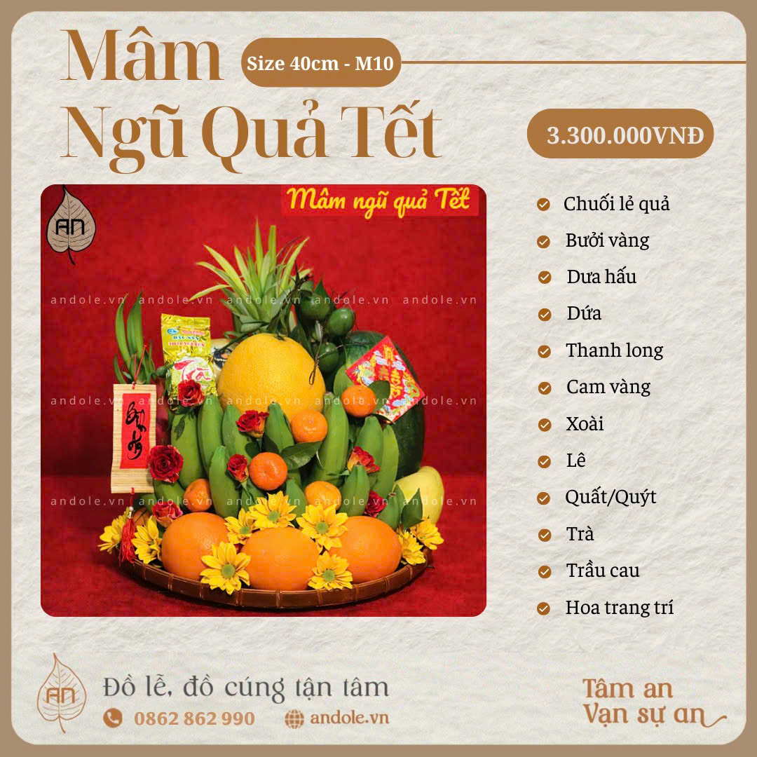 MÂM NGŨ QUẢ TẾT – MẪU 10 | ĐỦ ĐẦY & TÀI LỘC