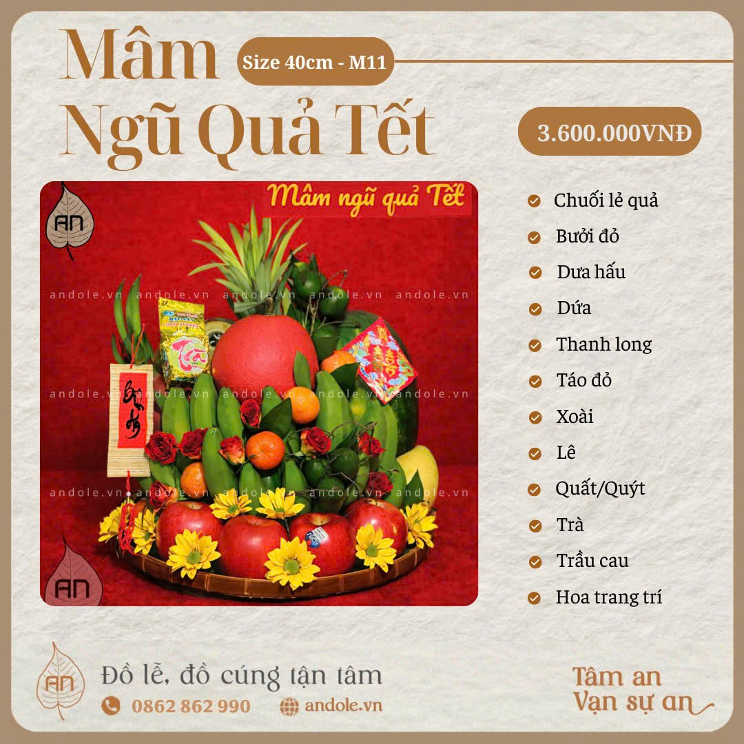 MÂM NGŨ QUẢ TẾT – MẪU 11 | TRANG TRỌNG & ĐẦY ĐỦ