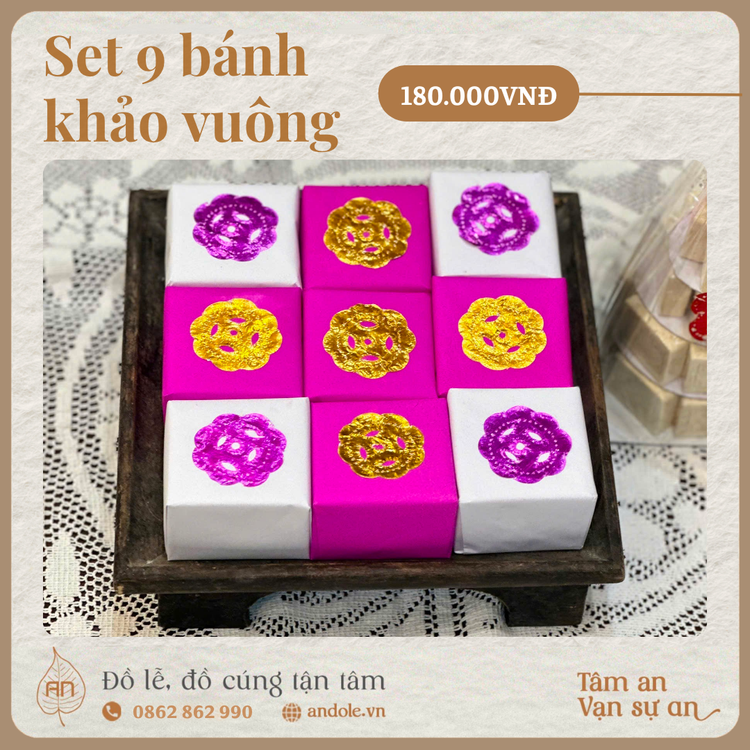 Tết Hàn Thực - Set 9 Bánh Khảo Vuông