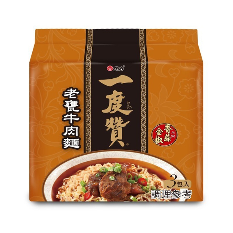  J321A Mì vị thịt bò cải chua 維力 一度讚-老甕牛肉麵 185g ● 袋裝3包 / Túi 3 gói ● 