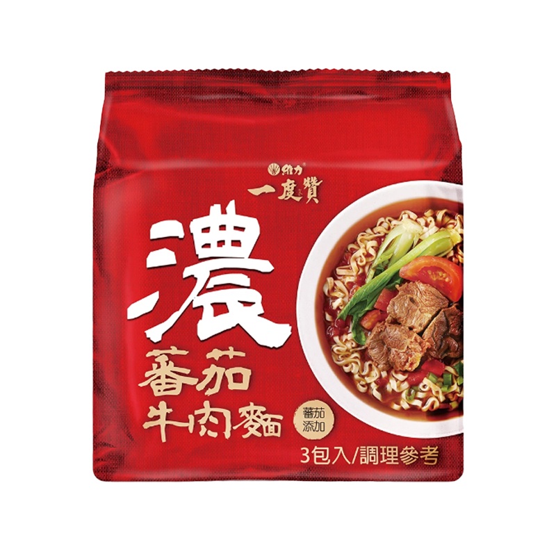  J324A Mì thịt bò xốt cà 維力 一度讚-番茄牛肉麵 185g ● 袋裝3包 / Túi 3 gói ● 