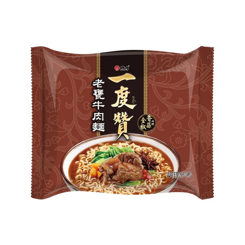 J321B Mì vị thịt bò cải chua 維力 一度讚-老甕牛肉麵 185g【單包 / 1 PCS】