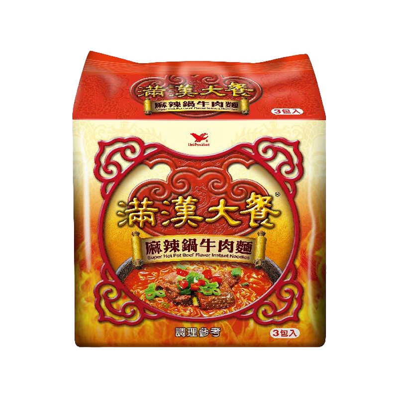  J223A Mì bò tứ xuyên 統一 滿漢大餐麻辣鍋牛肉 ● 袋裝 / Túi 3 gói ● 