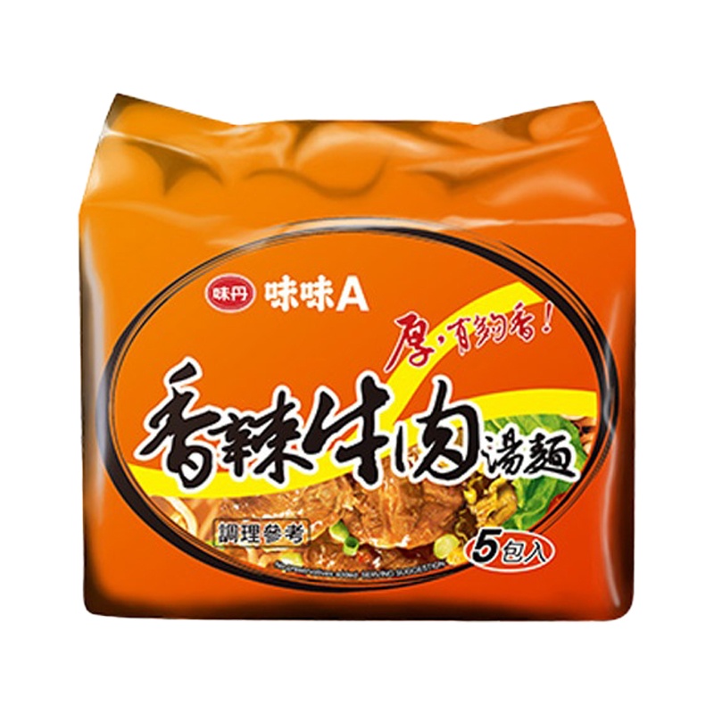  J353A Mì vị bò cay 味丹 味味A 香辣牛肉湯麵 83g ● 袋裝5包 / Túi 5 gói ● 