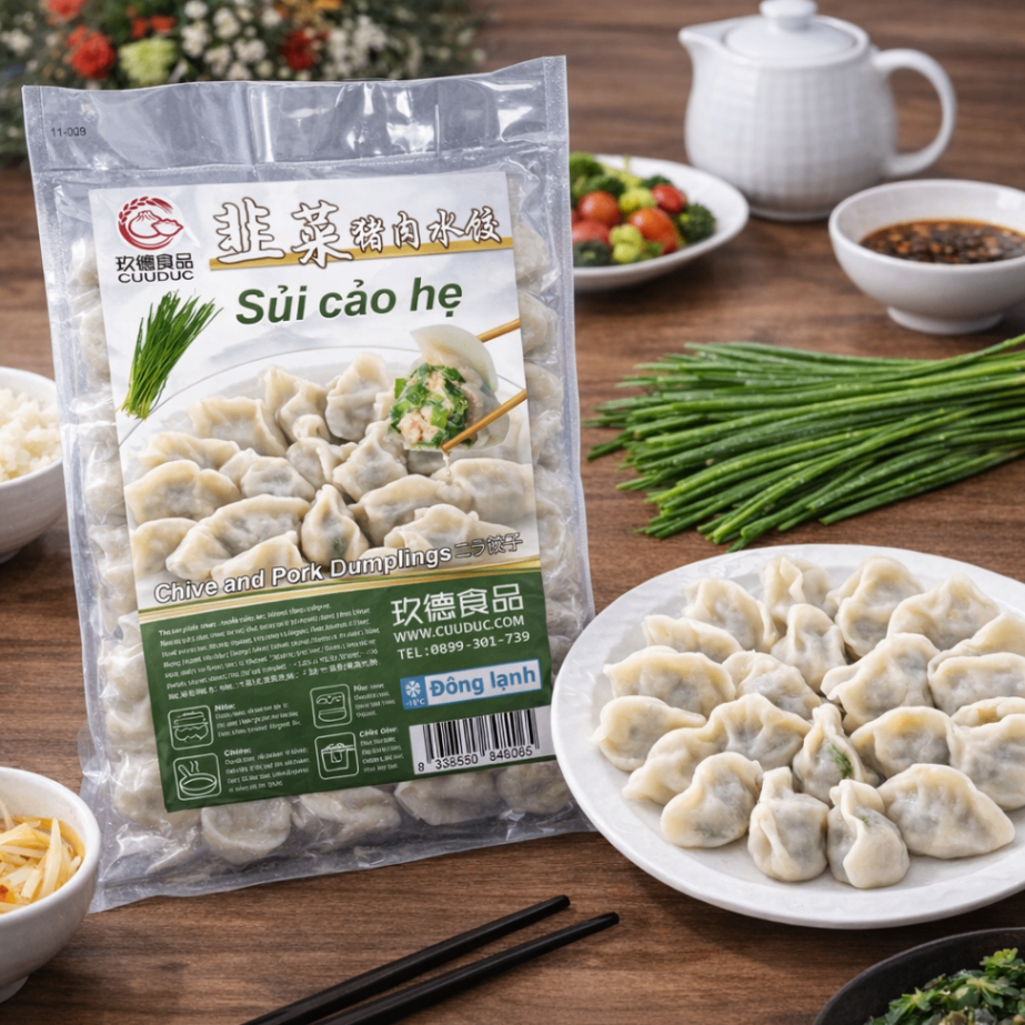 C030 Sủi cảo hẹ 玖德 韭菜豬肉水餃 1kg **