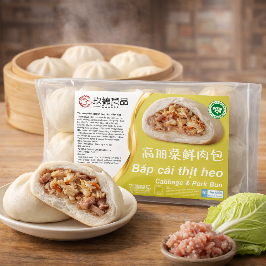 C562 Bánh bao bắp cải thịt heo 玖德 高麗菜肉包 10/pcs **