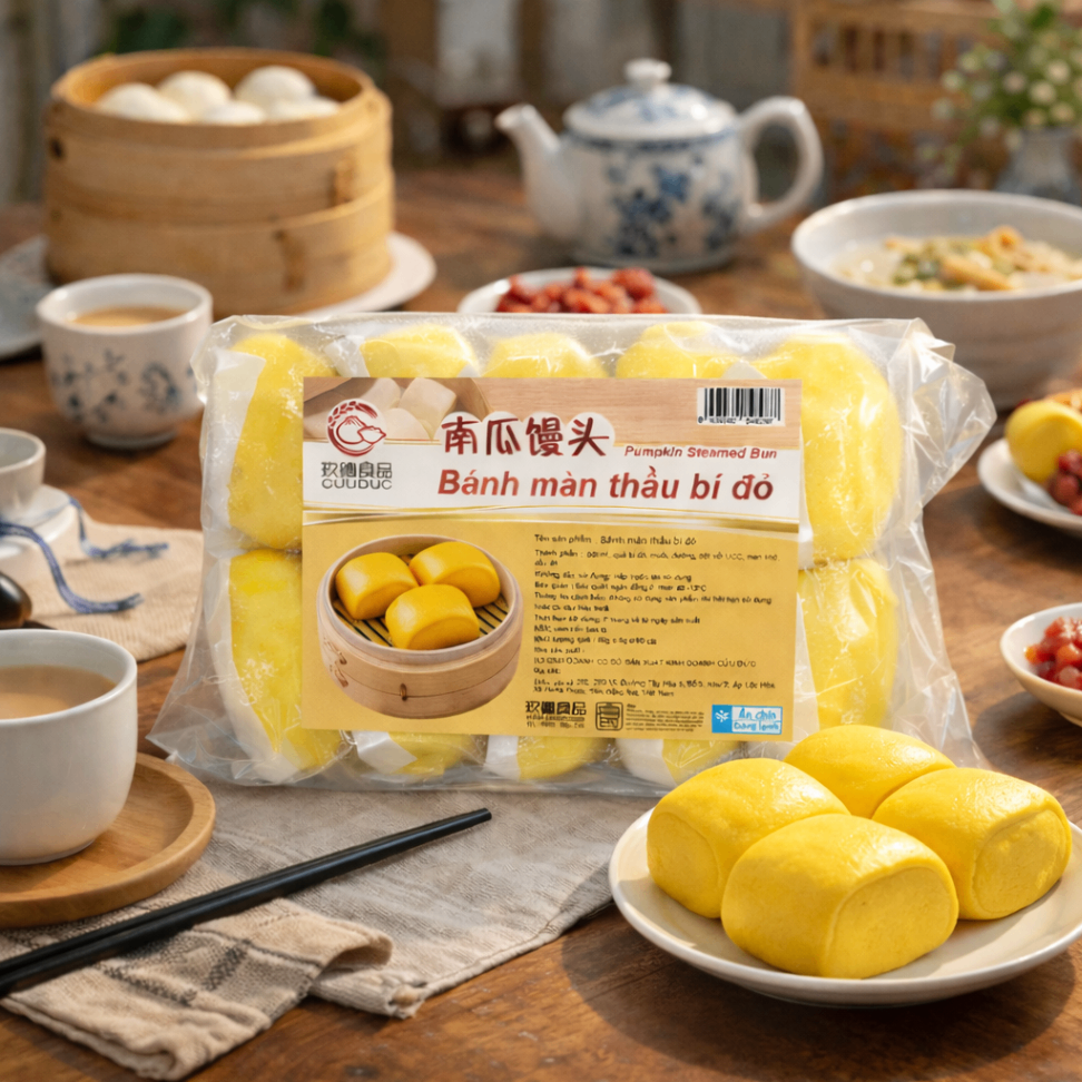 C503 Bánh màn thầu bí đỏ 玖德 黃金南瓜饅頭 10/pcs **