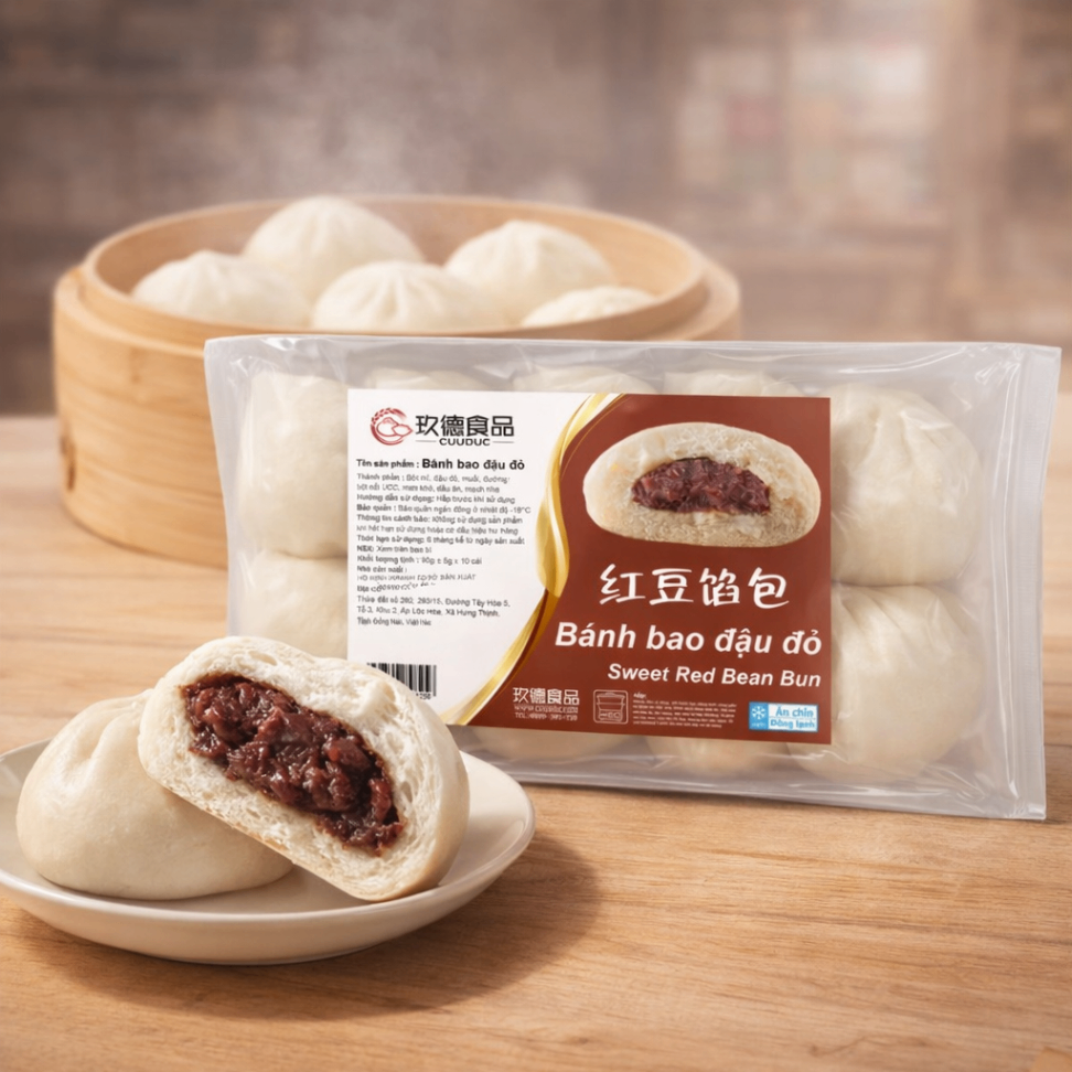 C564 Bánh bao đậu đỏ 玖德 紅豆沙包 10/pcs **