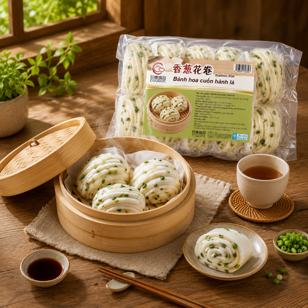 C505 Bánh hoa cuốn hành lá 玖德 香蔥花捲 10/pcs **