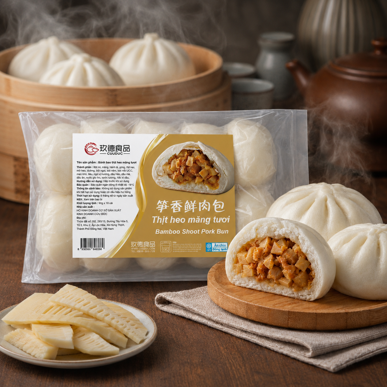 C567 Bánh bao thịt heo măng tươi 玖德 筍香鮮肉包 10/pcs **