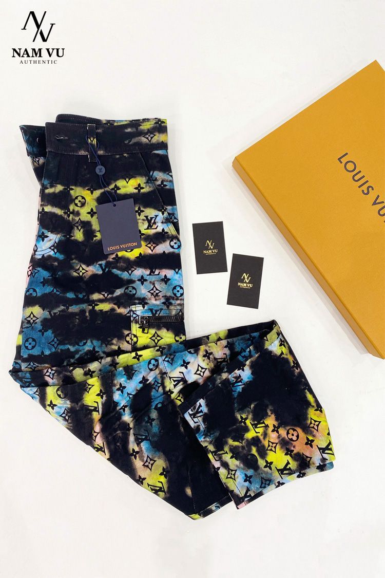 QJLV Printed monogram tie-dye cargo denim pant 1A9A41