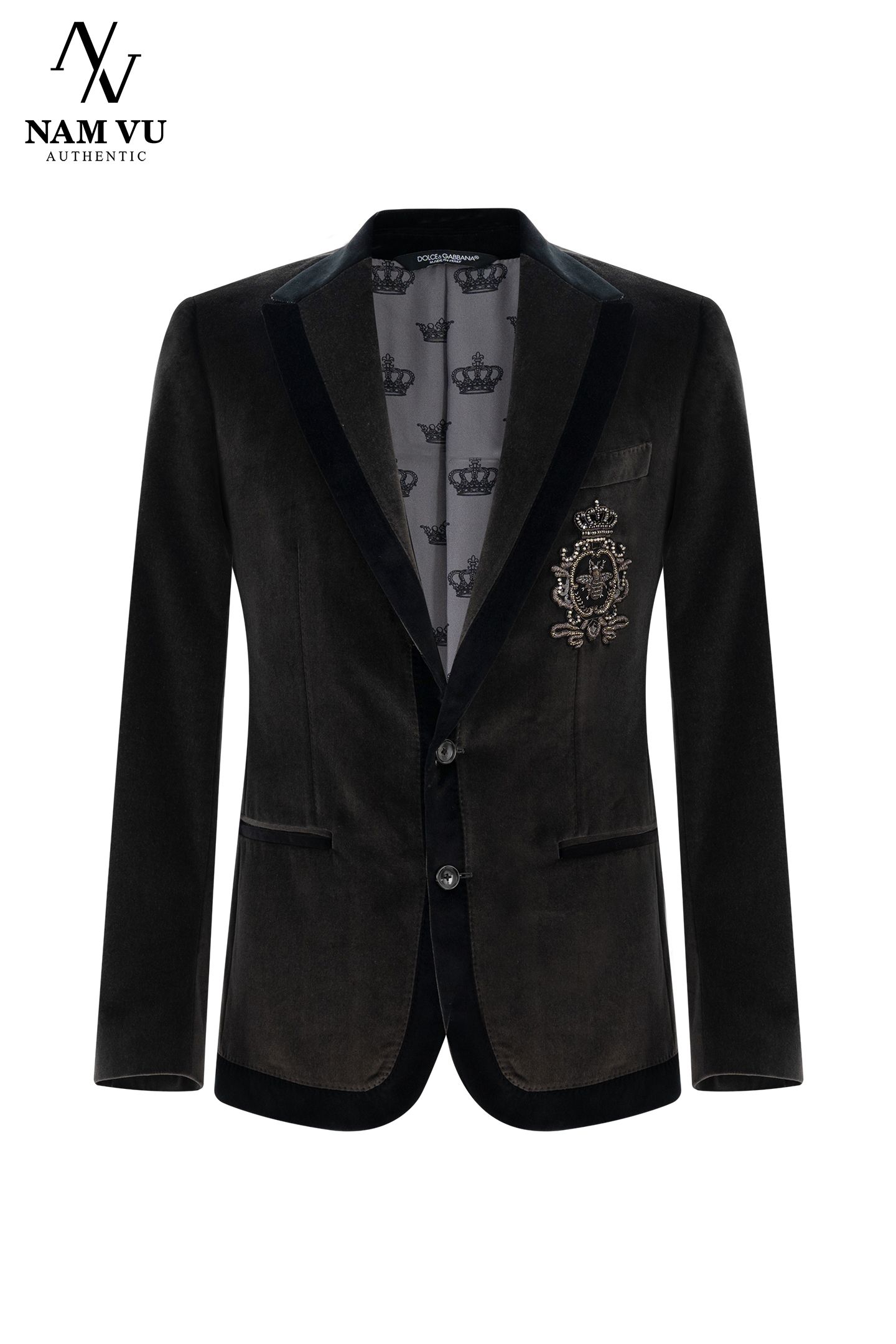 AVDG Blazer nhung thêu ong vương miện G2IV6Z