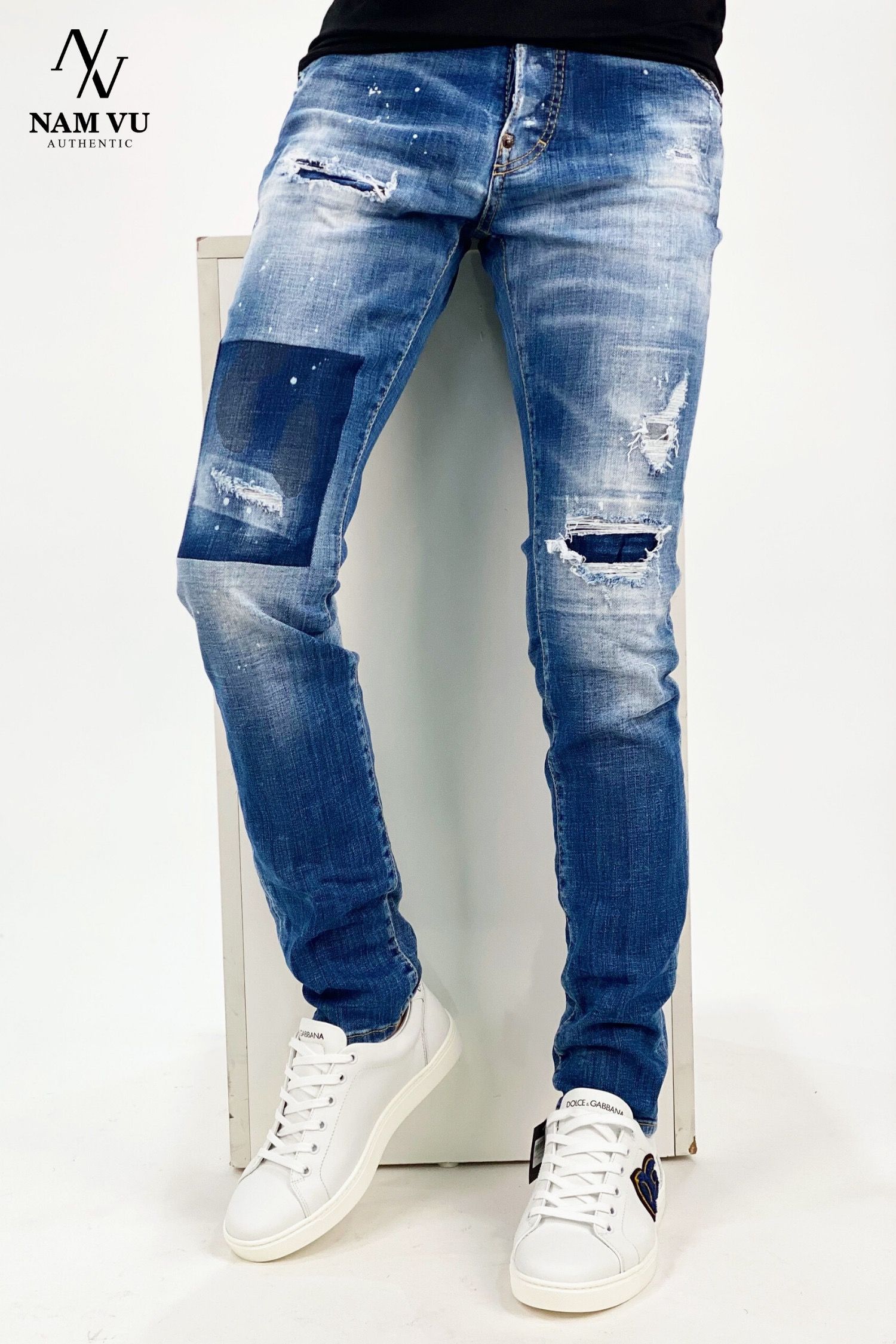 QJDSQ coolguy rách gối vá ô vuông S71LB0949