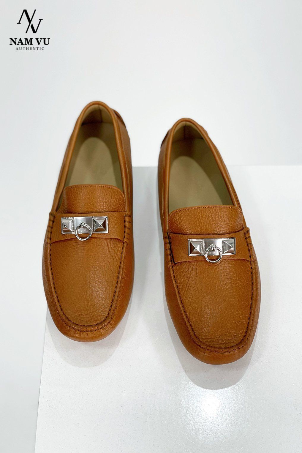 MCHM Irving logo bạc da nâu hermes