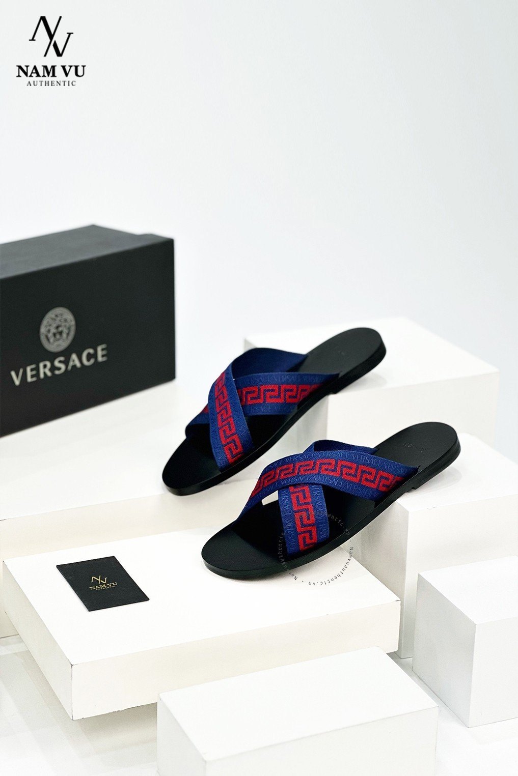 DVS quai chéo vân versace navy phối đỏ 1006273