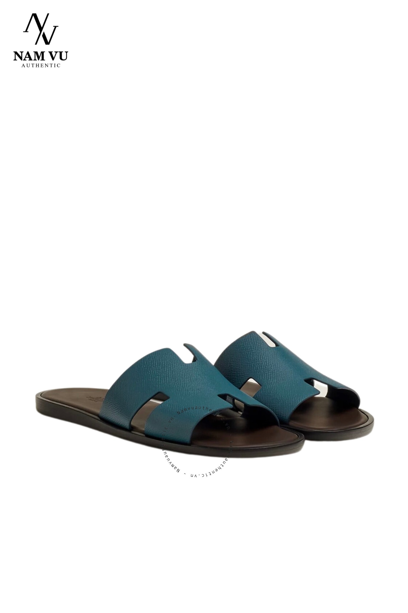 DHM Izmir Bleu Canard / Marron Ébène đế đỏ mận