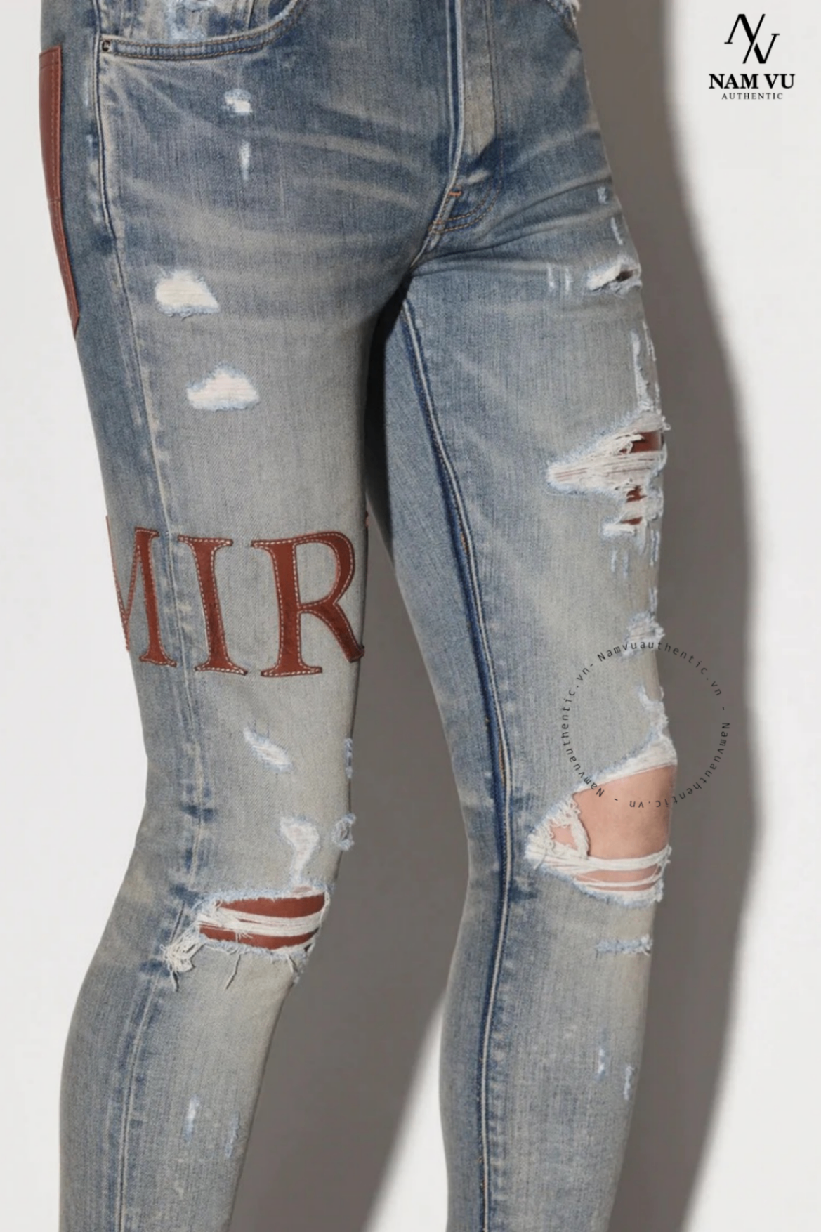 QJAMIRI CLAY LEATHER stitch logo amiri red jean