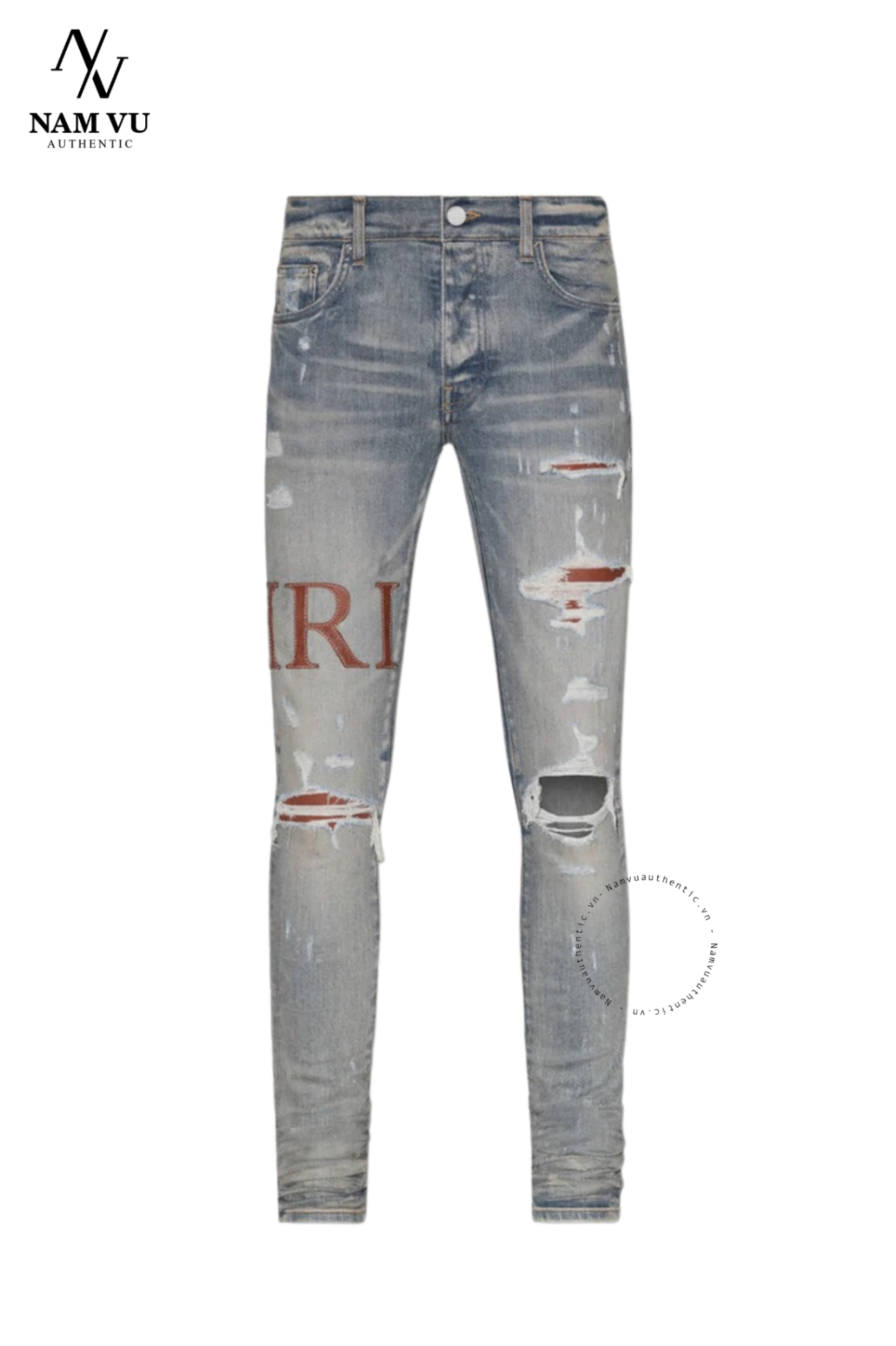 QJAMIRI CLAY LEATHER stitch logo amiri red jean
