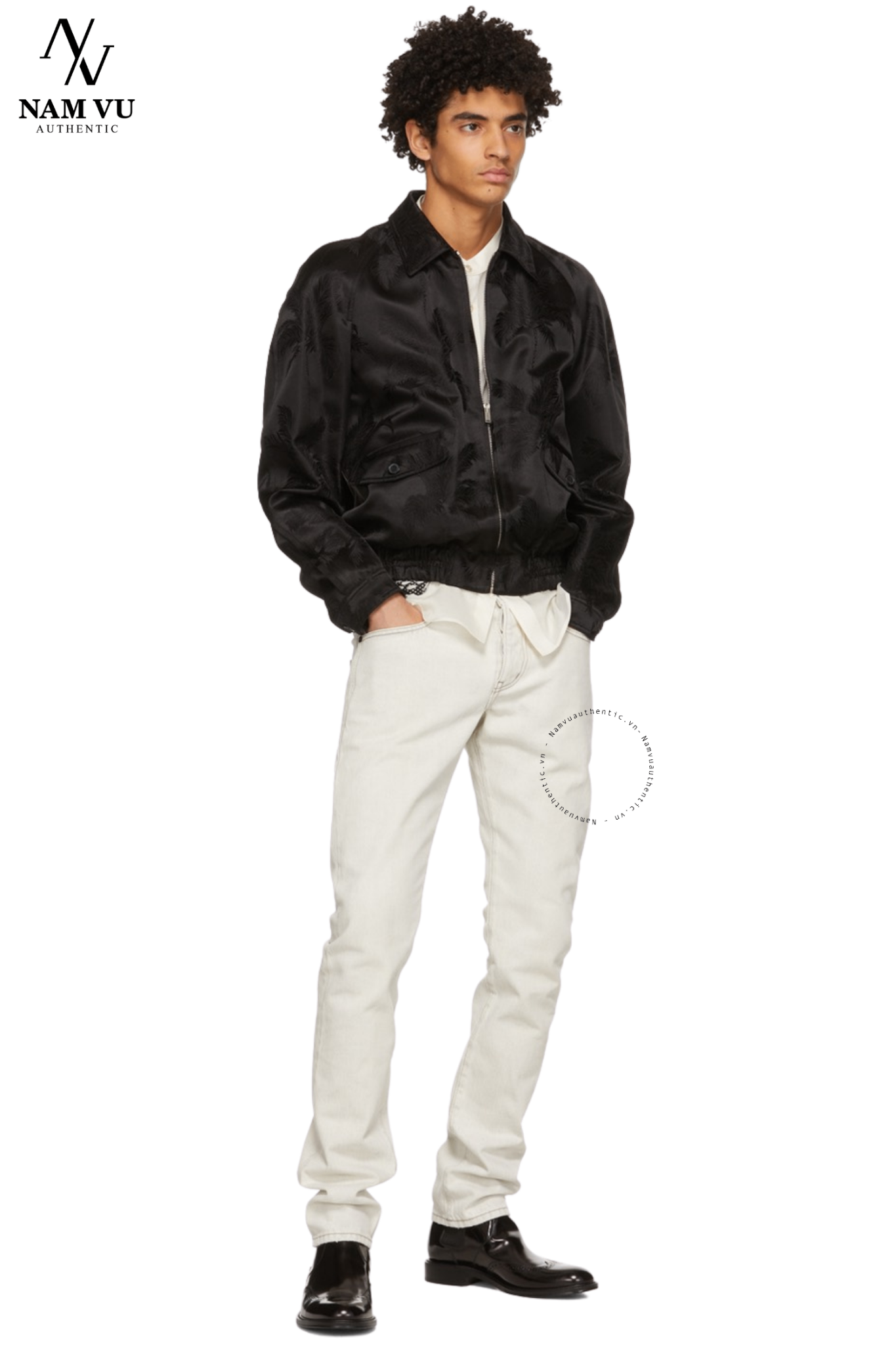 AKYSL jacket cổ bẻ saint laurent hoa muzan