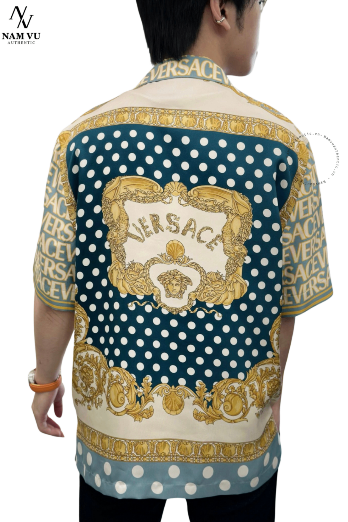 SMVS Versace teen boy silk ngắn tay 1003926 a07777