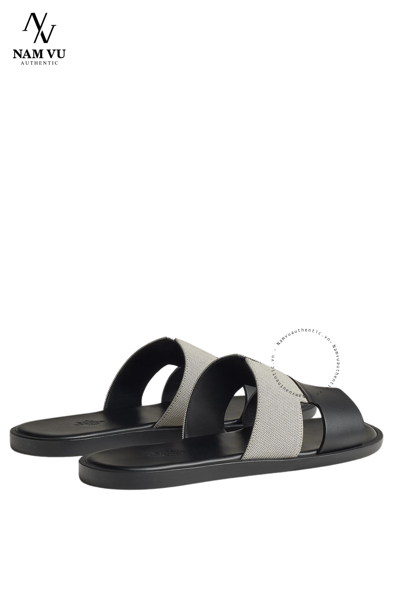 DHM Hermes Izmir sandal quai đen phối ghi