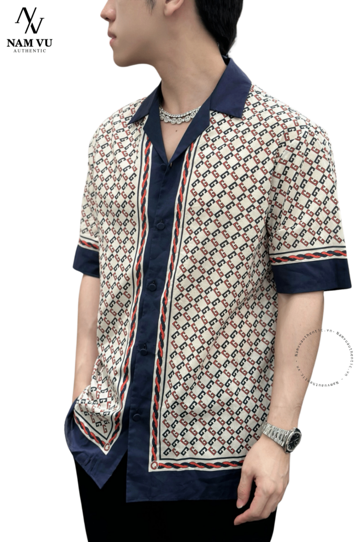 SMGC Geometric G print muslin bowling 690464