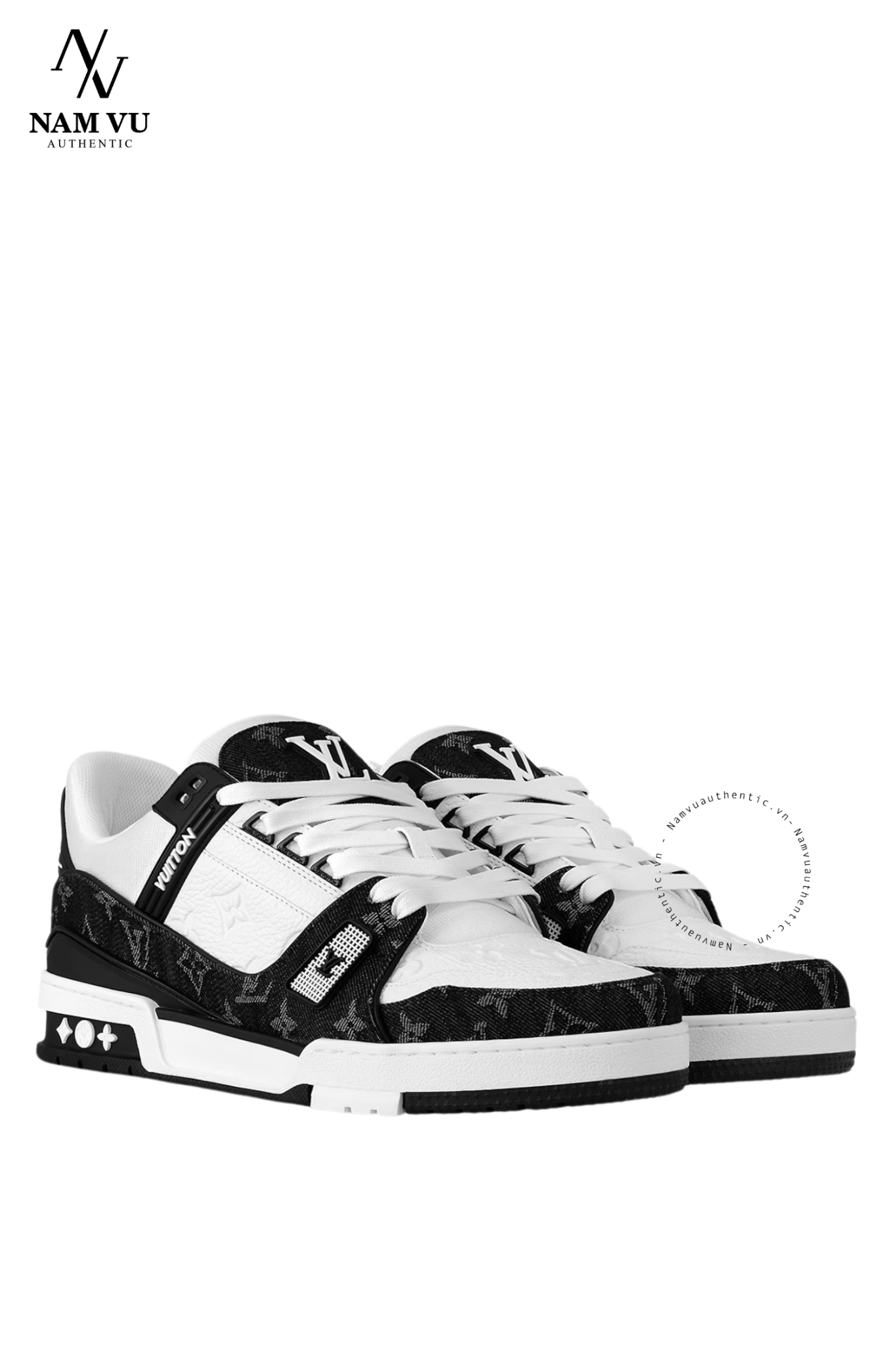 SNKLV Louis Vuitton trainer denim black 1A9JG5 code24