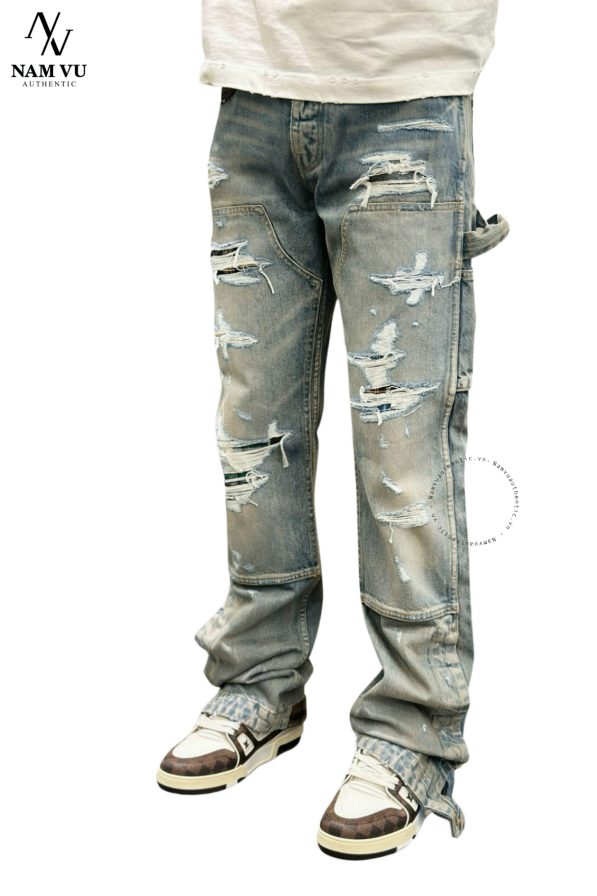 QJAMIRI Amiri Clay Indigo Plaid Carpenter ps22mds133 408