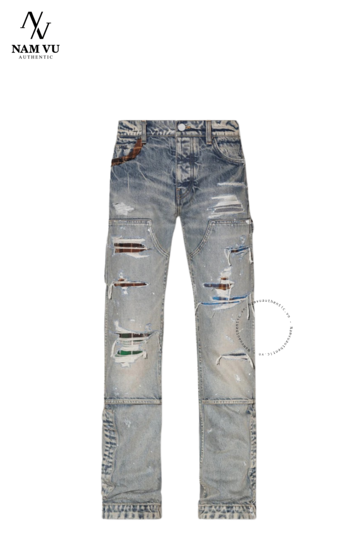 QJAMIRI Amiri Clay Indigo Plaid Carpenter ps22mds133 408