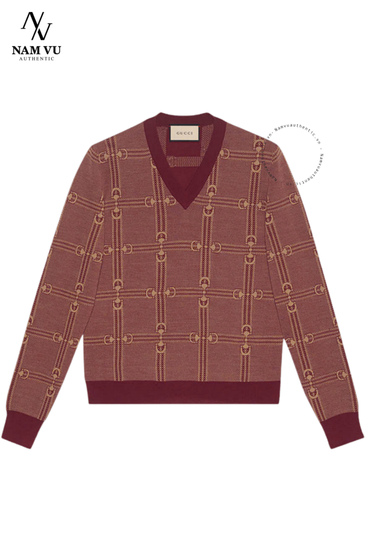 ALGC Gucci Horsebit Jacquard Knit Cổ V 716358