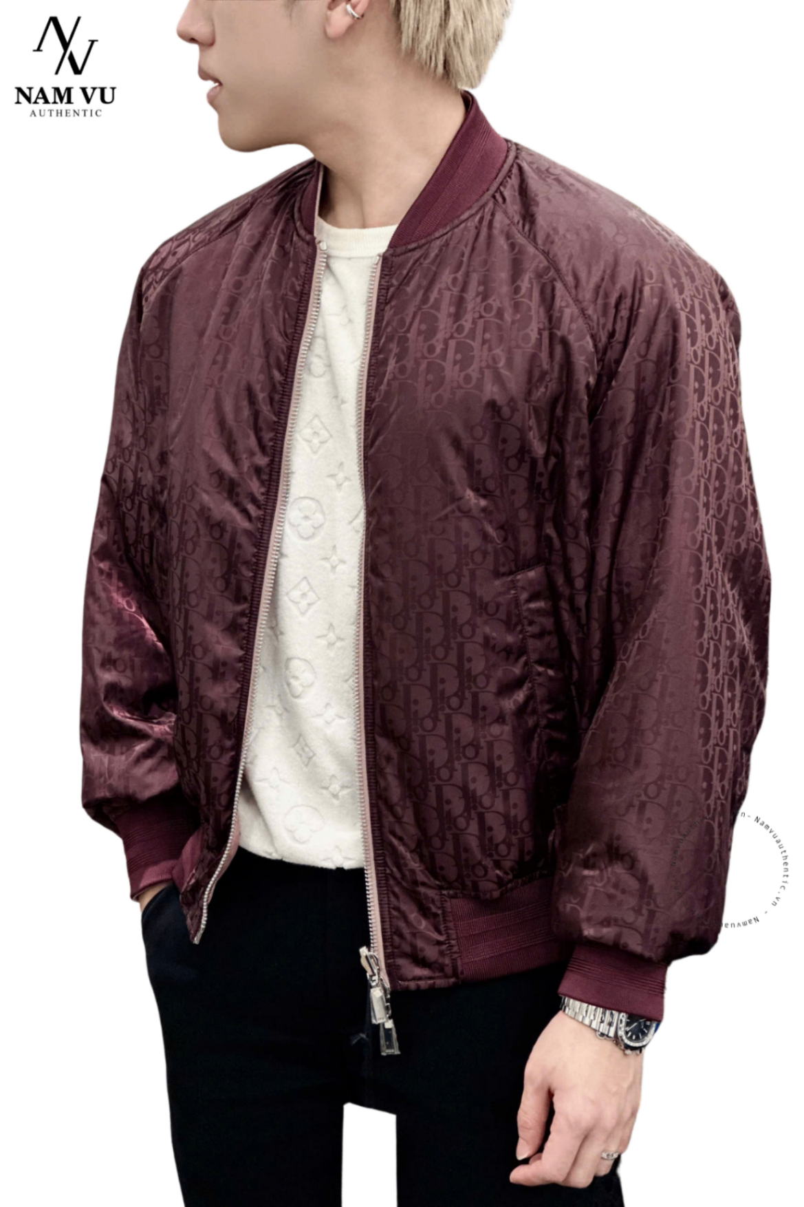 AKDO Dior Burgundy OBL Bomber 183c432d4462 78532