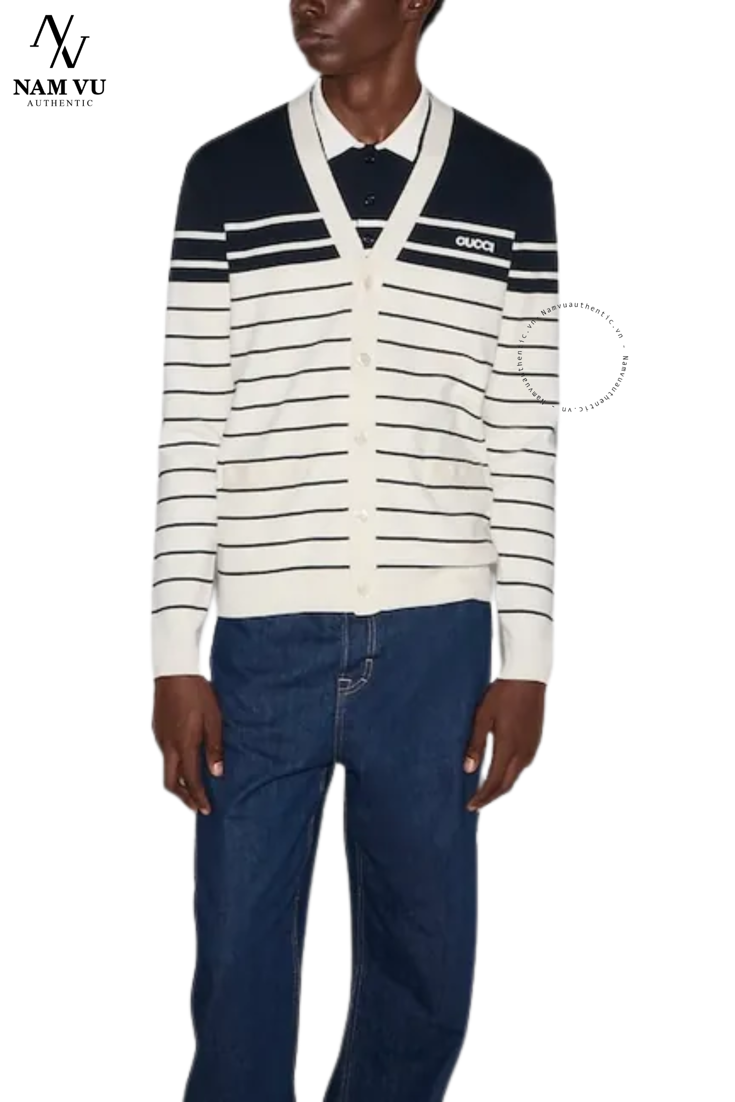 ALGC cardigan Gucci kẻ ngang 814877