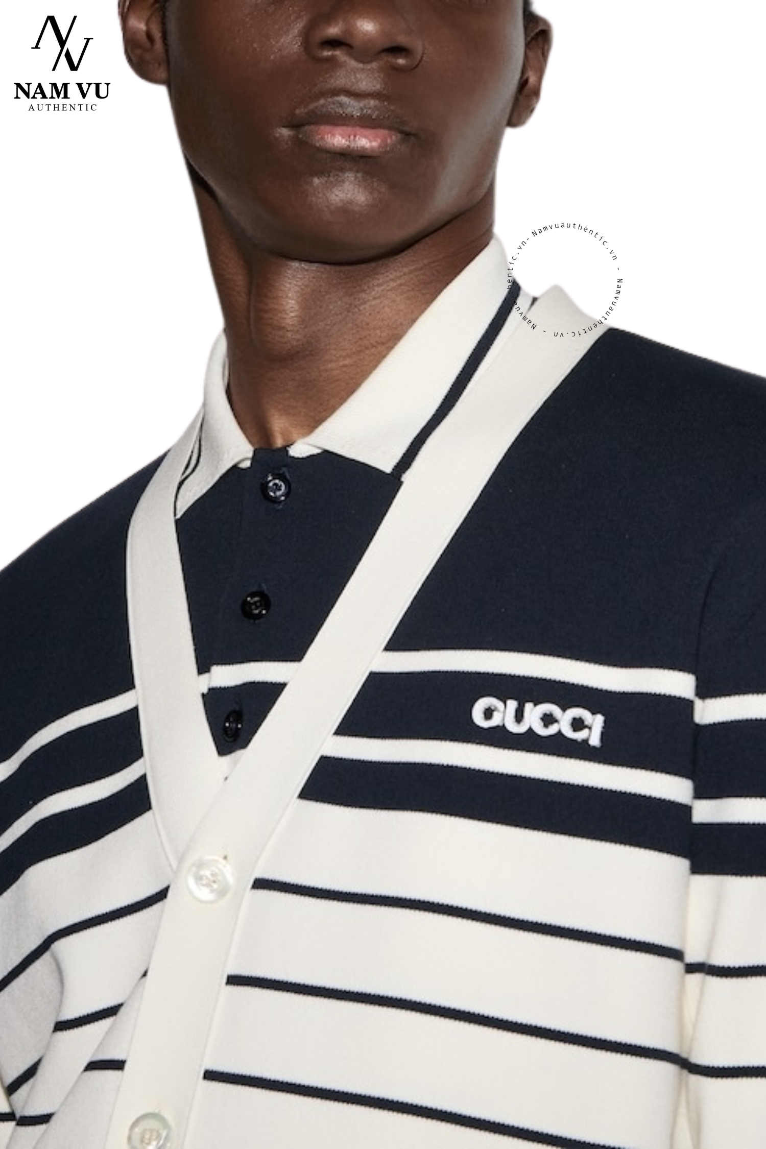 ALGC cardigan Gucci kẻ ngang 814877