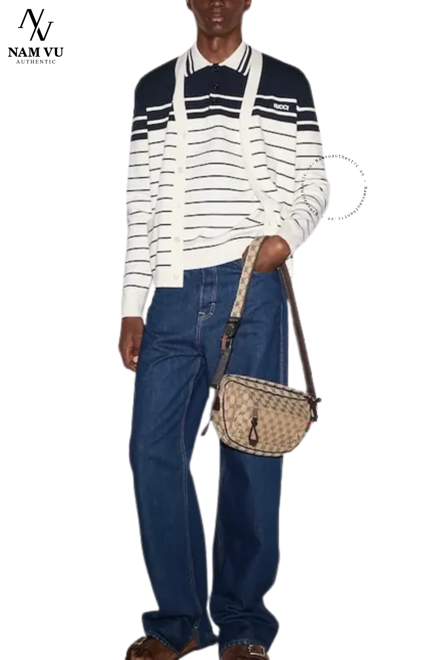 ALGC cardigan Gucci kẻ ngang 814877