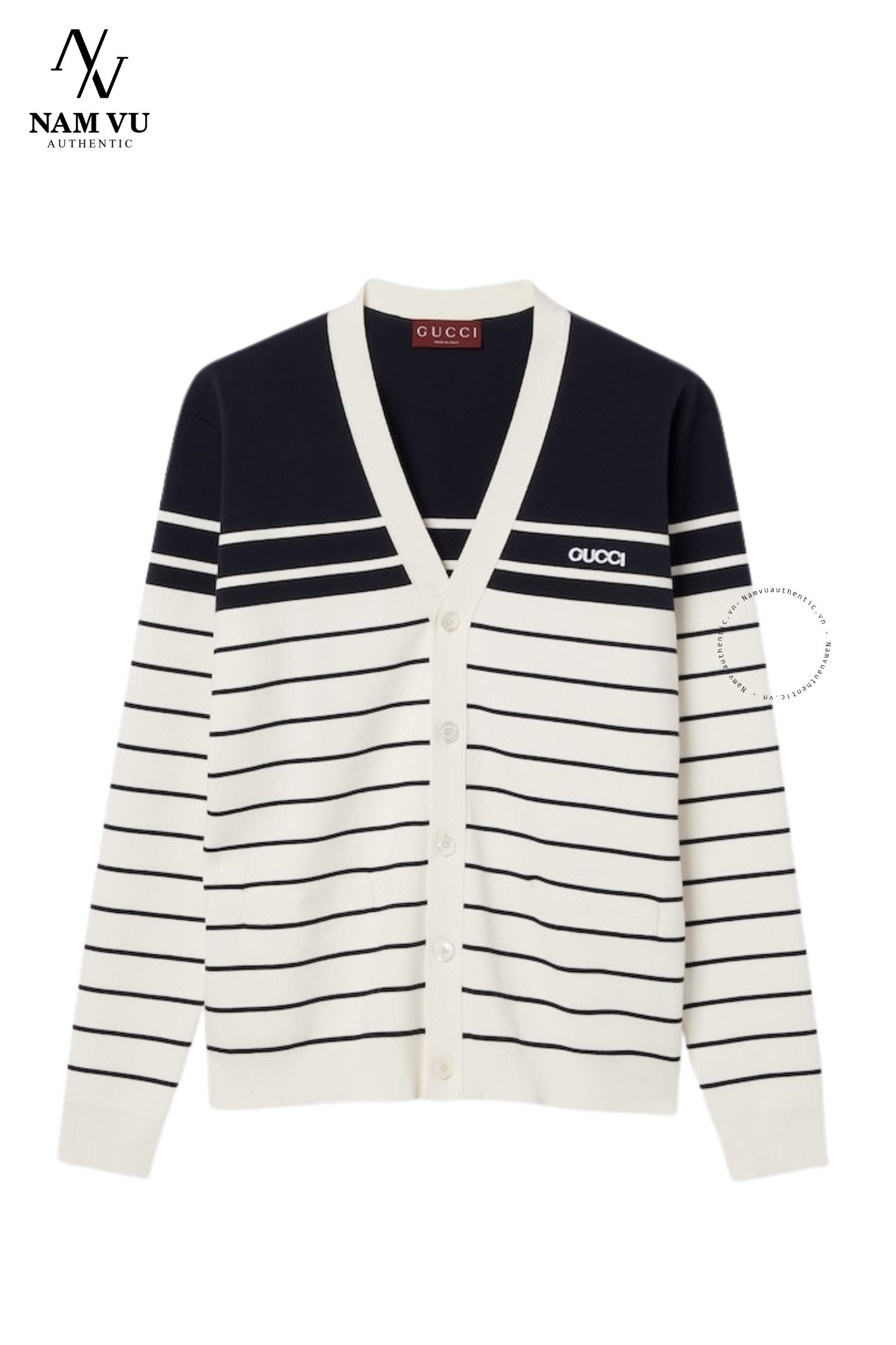 ALGC cardigan Gucci kẻ ngang 814877